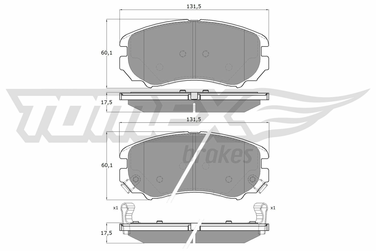 Sada brzdových destiček, kotoučová brzda TOMEX Brakes